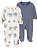 Kit macacão infantil carters child of mine Bebê menino 2 Peças com Zíper Algodão RN ao 9M. - Imagem 3