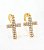 Brinco Masculino Par Argola Cravejada Com Cruz G Pendurada Banhada A Ouro 18k BRI148 - Imagem 3