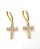 Brinco Masculino Par Argola Cravejada Com Cruz G Pendurada Banhada A Ouro 18k BRI148 - Imagem 1