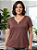 Blusa de manga curta com detalhe em V de metal rayra - Imagem 1
