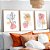 Jogo 3 Quadros Decorativos Com Moldura Floral Minimalista Line Art - Imagem 1