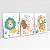 Kit 3 Quadros Infantis Com Moldura Elefante Girafa Leão amarelo azul - Imagem 2