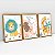 Kit 3 Quadros Infantis Com Moldura Elefante Girafa Leão amarelo azul - Imagem 6