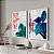 Kit 2 Quadros Decorativos Com Moldura Folhas rosa e azul - Imagem 1