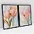 Kit 2 Quadros Com Moldura Arte Tulipas Ouro - Imagem 2