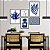 Kit 5 Quadros Decorativos Com Moldura Home Flores Azul - Imagem 2