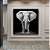 Quadro Decorativo Com Moldura Elefante Preto & Branco Moderno - Imagem 2