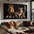 Quadro Decorativo Família De Leão 2 Filhotes Fundo Cinza - Imagem 1