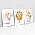 Kit 3 Quadros Quarto Infantil Animais Floridos Delicadeza dos Bichos - Imagem 2