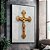 Quadro Decorativo Com Moldura Arte Cristo Cruz Dourada - Imagem 1