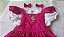 Jardineira infantil rosa fucsia com blusa branca de laise - Imagem 8