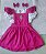 Jardineira infantil rosa fucsia com blusa branca de laise - Imagem 3