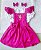 Jardineira infantil rosa fucsia com blusa branca de laise - Imagem 1