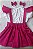 Jardineira infantil rosa fucsia com blusa branca de laise - Imagem 6