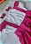 Jardineira infantil rosa fucsia com blusa branca de laise - Imagem 4