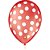 Balão Decorado N090 Bolinha Vermelho Quente com Branco - Pacote com 25 - Imagem 1