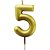 Vela para Aniversário N°5 Metalizada Ouro 6CM Caixa com 12 - Imagem 1