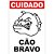 Placa de Sinalização Cuidado Cão Bravo 19X28CM PCT com 03 - Imagem 2