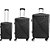 Conjunto de Malas de Viagem Salvador ABS 360 com 3 Peças - Preto (P, M, G) - Imagem 1