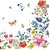Guardanapo para Decoupage Flores e Borboletas 33X33CM PCT com 20 - Imagem 1