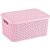 Caixa Plástica Multiuso Rattan com Tampa Rosa Bebê 8L - Imagem 2
