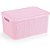 Caixa Plástica Multiuso Rattan com Tampa Rosa BB - Grande 16L - Imagem 2