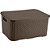 Caixa Plástica Multiuso Rattan com Tampa Marrom Grande 16L - Imagem 2