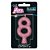 Vela para Aniversário N.08 Glitter Rosa Caixa com 10 Unidades - Imagem 1