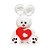Coelhos de Páscoa Pelúcia com Coração Branco e Vermelho M - Imagem 2