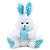 Coelhos de Páscoa Pelúcia C/ LAÇO/OVO Azul 20CM - Imagem 1