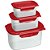 Pote Plástico Conjunto 3 Potes P/M/G com Trava Vermelho - Imagem 1