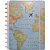 Caderno Inteligente Grande Mapa Mundi Azul 80 Folhas - Imagem 2