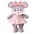 Pelúcia LU Ratinha Antialérgica Cinza com Vestido Rosa 34CM - Imagem 1