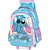 Mochila Infantil com Rodinha STITCH Azul G com Cetim e Pelúcia - Imagem 1