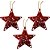 Artigo para Decoração de Natal Enfeite Estrela Vazada 9CM Vermelha com Glitter Pacote com 3 - Imagem 2