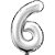 Balão Metalizado Número 6 Prata 80CM. - Imagem 1