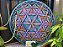 Mandala Duo Flor da Vida em Perspectiva 60cm | Verde turquesa, violeta e laranja - Imagem 1