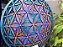 Mandala Duo Flor da Vida em Perspectiva 50cm | Verde turquesa, violeta e laranja - Imagem 4