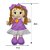 Boneca de Pelúcia de Pano Sofia Fofy Toys 24cm Lilás com Chapéu e Rosto Bordado - Imagem 4