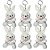 Kit 6 Coelhos de Pelúcia Chaveiro FM F1301444 Creme - Imagem 1