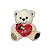 Urso de Pelúcia Duda Creme com Coração Amor Bordado Fizzy Toys Macio e Encantador para Presentear - Imagem 1