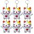 Kit 6 Gatos de Pelúcia da Sorte F.Emy Chaveiro F6600013 Branco - Imagem 1