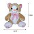 Gato de Pelúcia Marrom Arlo Sentado com Lacinho Rosa Xadrez Fizzy Toys Fofo para Presentear - Imagem 6
