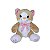 Gato de Pelúcia Marrom Arlo Sentado com Lacinho Rosa Xadrez Fizzy Toys Fofo para Presentear - Imagem 1