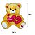 Urso de Pelúcia Caramelo com Corações Amor 32cm Pelúcia Fofa Dia dos Namorados - Imagem 5