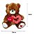 Urso de Pelúcia Chocolate com Corações Amor 32cm Macio e Romântico Dia dos Namorados - Imagem 5