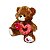 Urso de Pelúcia Chocolate com Corações Amor 32cm Macio e Romântico Dia dos Namorados - Imagem 3