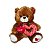 Urso de Pelúcia Chocolate com Corações Amor 32cm Macio e Romântico Dia dos Namorados - Imagem 1