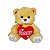 Urso de Pelúcia Caramelo com Coração Vermelho Amor 32cm Presente Dia dos Namorados - Imagem 1