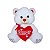 Urso de Pelúcia Branco com Coração Vermelho Amor 32cm Presente Romântico Fizzy Toys - Imagem 1